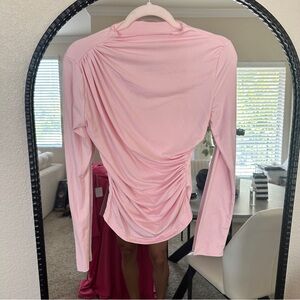 SHEIN Pink Ruched Long Sleeve Blouse Size Small